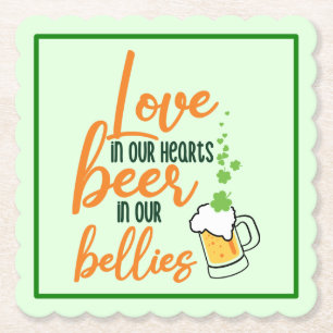 Love & Beer St. Patrick's Day Fun-61146 Hoodie Kartonnen Onderzetters
