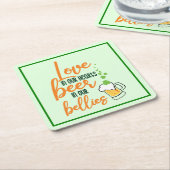 Love & Beer St. Patrick's Day Fun-61146 Hoodie Vierkante Kartonnen Onderzetter (Schuin)