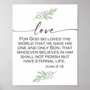 Love Bible Verse van John 3:16 Poster