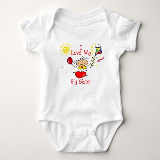 Love Big Sister Stick Figuur Meisje Romper (Voorkant)