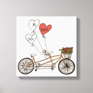 Love bike Mr & Mrs wrapped canvas Afdruk