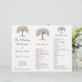 Love Bird Brown Tree TriFold Wedding Programme (Staand voorkant)