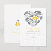 Love Bird Leaf and Heart RSVP Card Kaartje (Voorkant / Achterkant)
