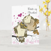 Love Bird Owls Wenskaart Kaart (Gele Bloem)