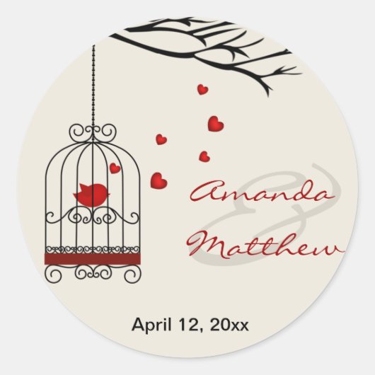 Love Bird Wedding Favor Stickers (Voorkant)