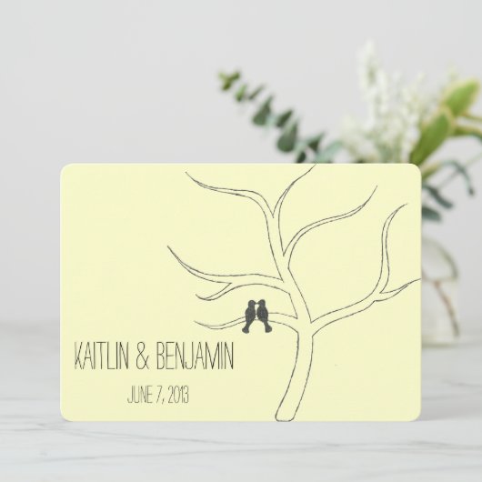 Love Bird Wedding Invitation Kaart (Staand voorkant)