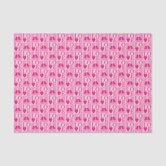 Love Birds in Pink Pattern Tissuepapier (Voorkant)