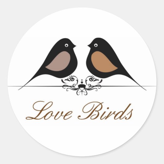 Love Birds Ronde Sticker (Voorkant)