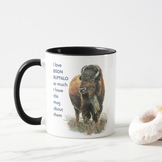 Love BISON BUFFALO tellement je me moque Citer Mug (Avec donut)