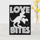 Love Bites Dinosaur Valentijnsdag Kaart (Gele Bloem)