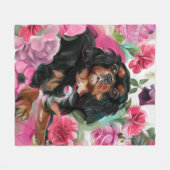 "LOVE" Black en Tan Cavalier blanket MEDIUM Fleece Deken (Voorkant (Horizontaal))