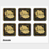 Love Black Gold Royal Design Vierkante Sticker (Vel)