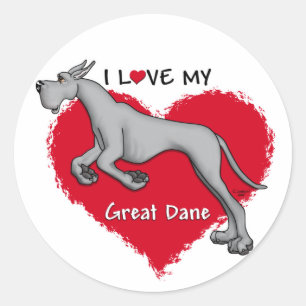 Love Black Great Dane Ronde Sticker