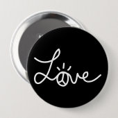 Love Black Pin Ronde Button 4,0 Cm (Voorkant /achterkant)