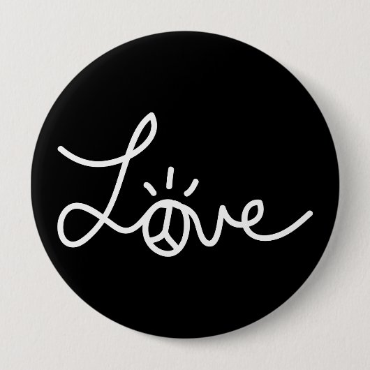 Love Black Pin Ronde Button 4,0 Cm (Voorkant)