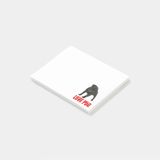 Love Black Pug Puppy Dog Post IT Sticky Notes (Schuin)