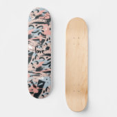 LOVE Black Roos Gold Blue Pastel Abstraction Skateboard (Voorkant)