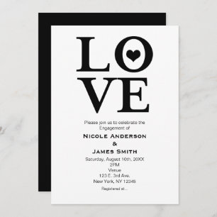 LOVE Black & White Wedding Verloving Uitnodigingen