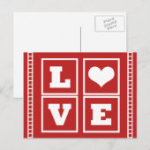 Love Blocks Briefkaart, Dark Red Briefkaart (Voorkant / Achterkant)