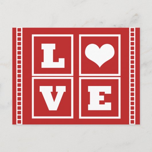 Love Blocks Briefkaart, Dark Red Briefkaart (Voorkant)