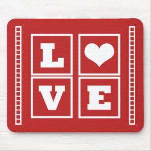 Love Blocks Mousepad, Dark Red Muismat