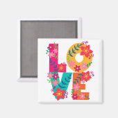 LOVE,  bloemetekst Magneet (Voorkant / Achterkant)
