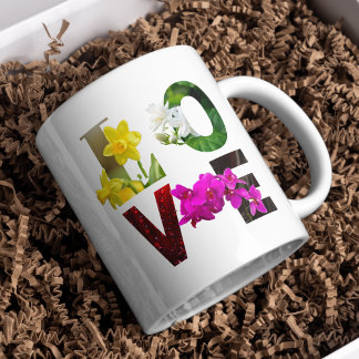 LOVE Bloemtypografie Koffiemok
