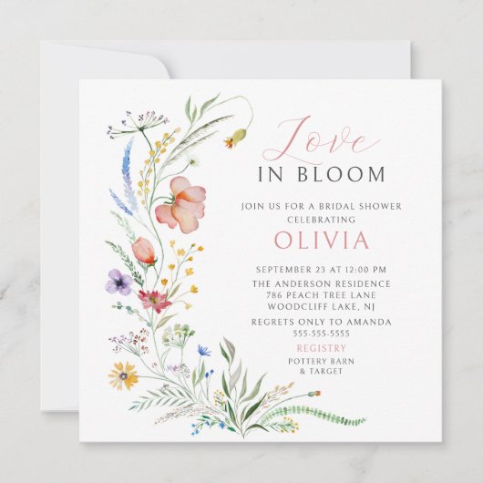 Love-Bloom Bridal Shower Invitation Kaart (Voorkant)