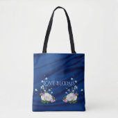 Love Blooms White Roses Blue Doos Custom Tote Bag (Voorkant)