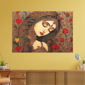 Love Blossoms : Imprimantes en toile Madhubani (Insitu(Salon))