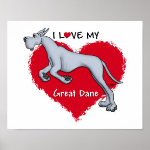 Love Blue Great Dane Poster