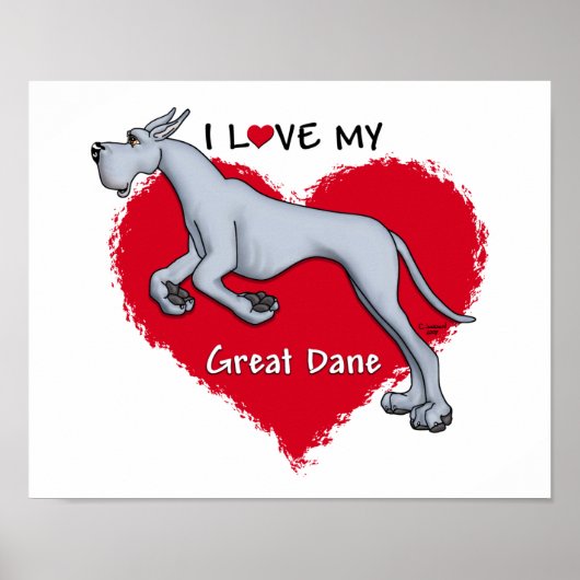 Love Blue Great Dane Poster (Voorkant)