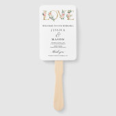 Love Blush Florals Wedding Programme Fan Handwaaier (Voorkant)