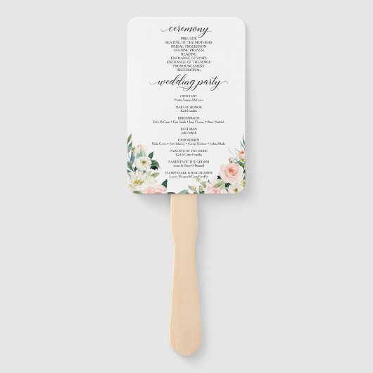 Love Blush Florals Wedding Programme Fan Handwaaier (Achterkant)