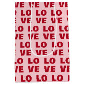 Love Bold Typography Pink & Red Medium Cadeauzakje (Achterkant)