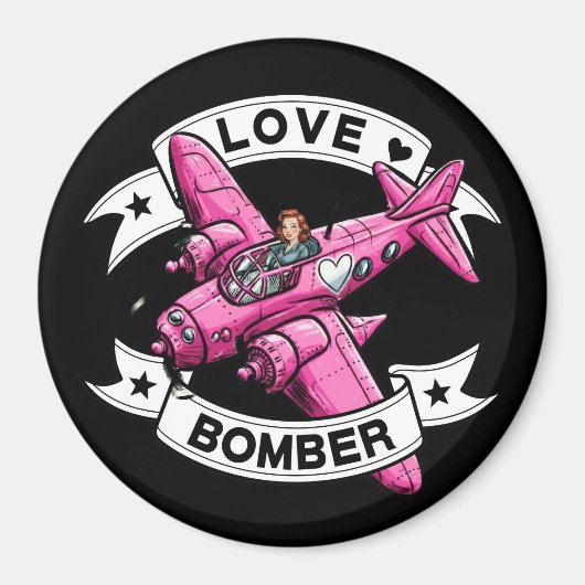 Love Bomber Pilot Pink Magneet (Voorkant)
