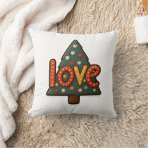 🎄 “LOVE Boomkoek Kussen” Worp Kussen 🍪❤️