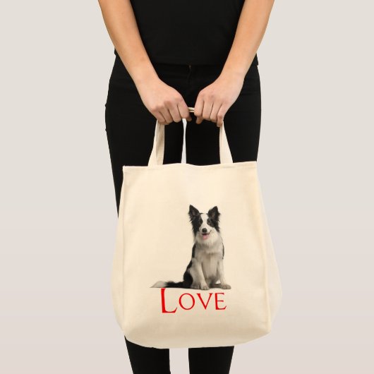 Love Border Collie Puppy Dog Sac fourre-tout (Devant (produit))