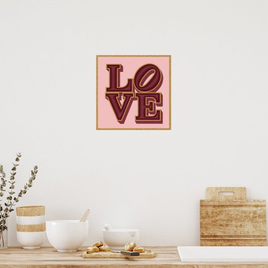 LOVE Bourgondië Gold Square Poster (Keuken)