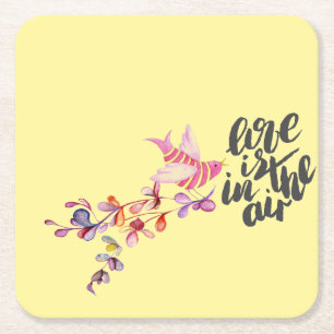 Love Branch Bird Vierkante Kartonnen Onderzetter
