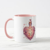 "Love Brew" Vintage Heart Potion Coffee Mug (Gauche)