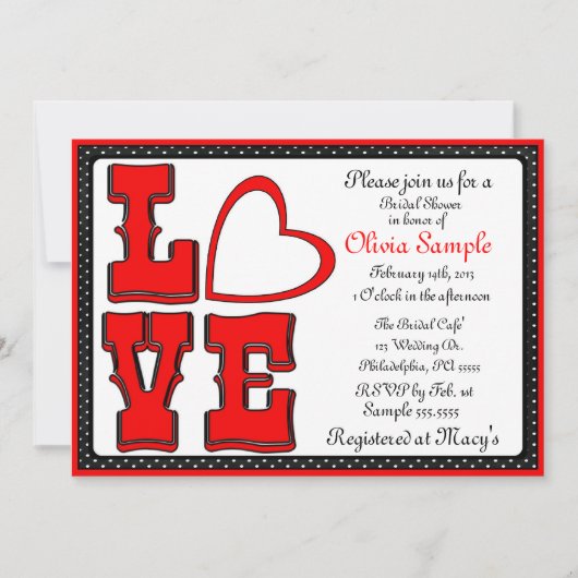 Love Bridal Shower Uitnodiging (Voorkant)