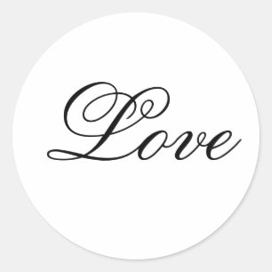 Love_Bruiloft Uitnodiging Seal_Zwart en Wit Ronde Sticker