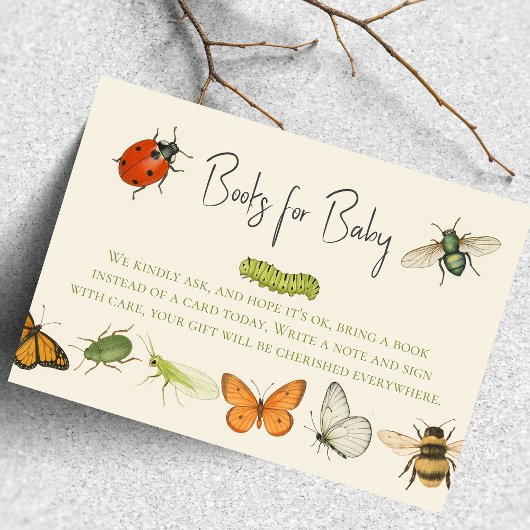 Love Bug Baby Shower Books for Baby Enclosure Card Informatiekaartje