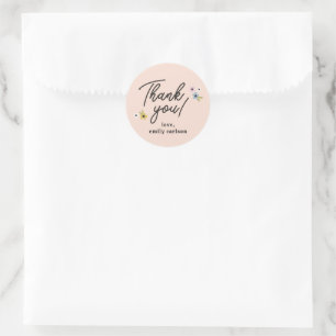 Love Bug Bloemen Boho Roze Baby Meisje Douche Ronde Sticker