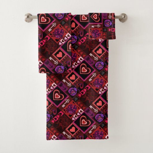 Love Bug & Cute Heart Pattern Bad Handdoek (Insitu)