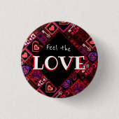 Love Bug & Cute Hearts Pattern Ronde Button 3,2 Cm (Voorkant)