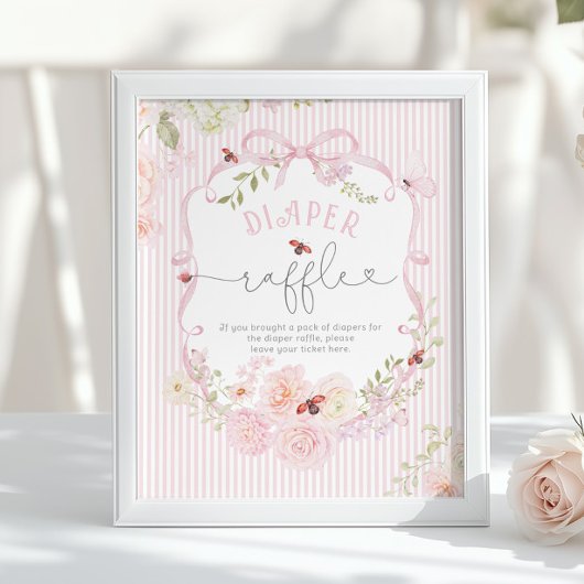 Love Bug Diaper Raffle Bow Wildflower Baby Shower Poster