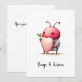 Love Bug Funny illustratie met hart waterverf Kaart (Voorkant / Achterkant)