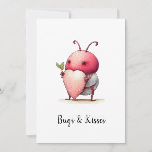 Love Bug Funny illustratie met hart waterverf Kaart